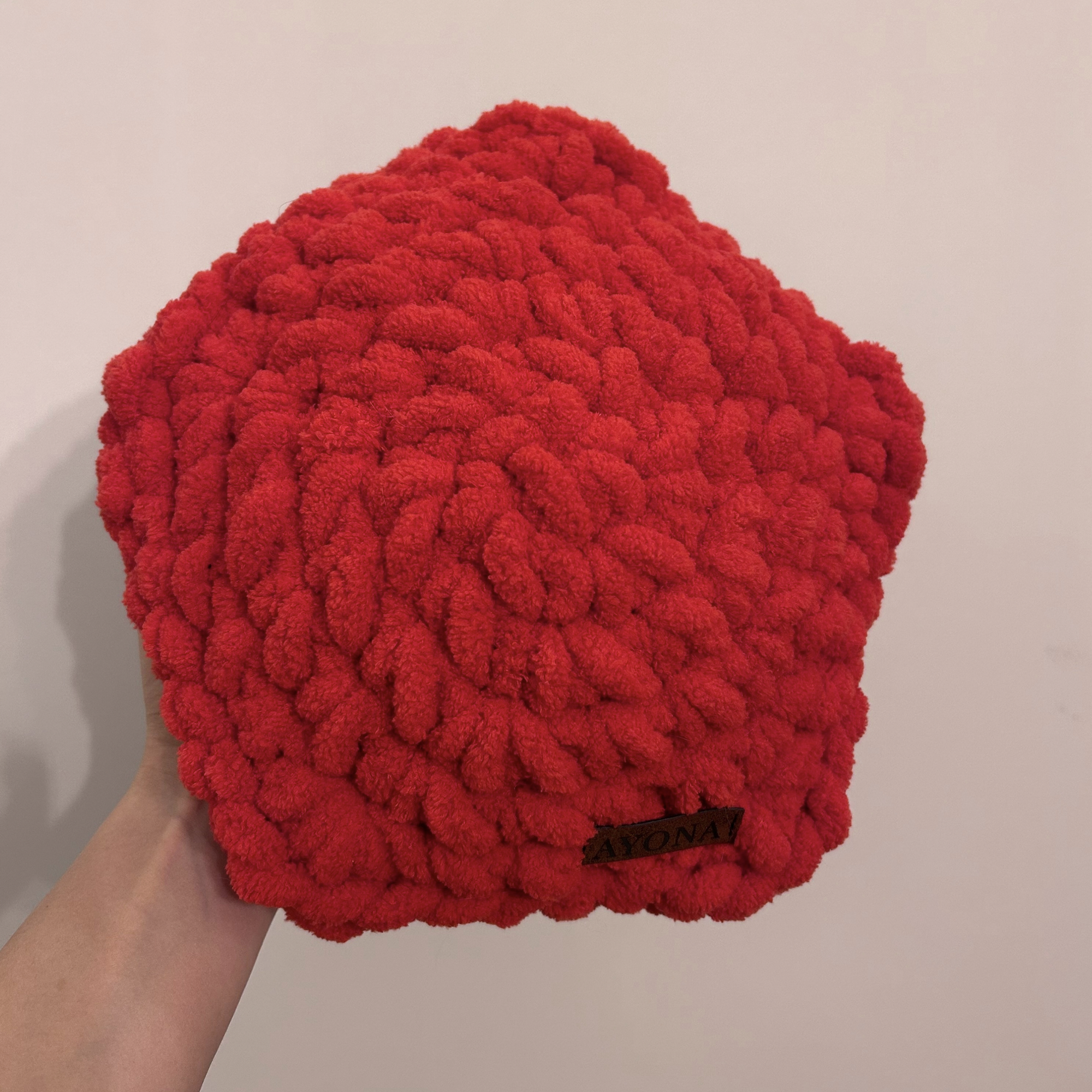 Ayona El Örgüsü Kırmızı Puffy Yıldız Yastık - Ultra Yumuşak Hediyelik Dekoratif Yastık 28X28 cm - Görsel 5