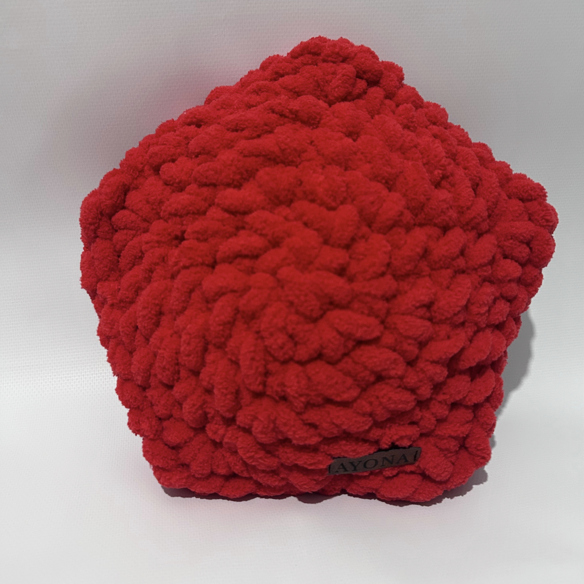 Ayona El Örgüsü Kırmızı Puffy Yıldız Yastık - Ultra Yumuşak Hediyelik Dekoratif Yastık 28X28 cm - Görsel 3