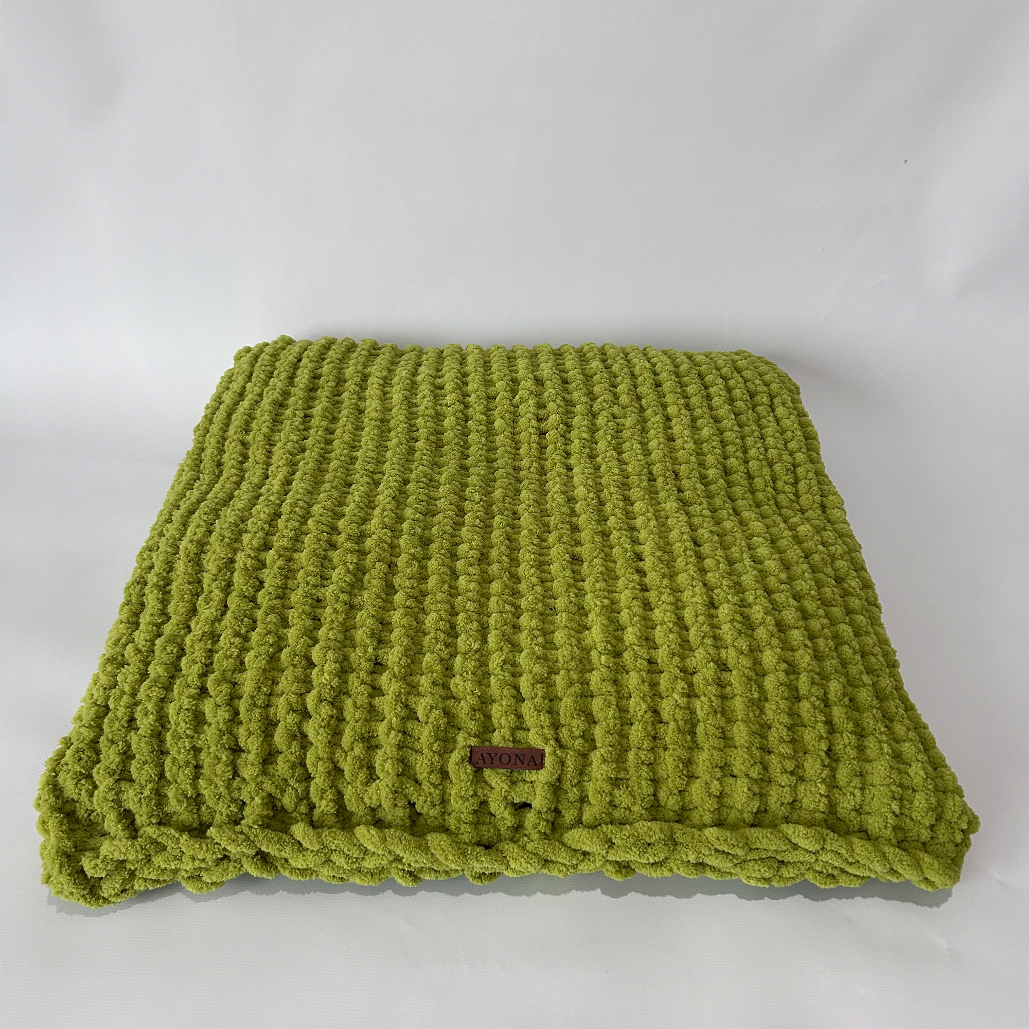 Ayona El Örgüsü Premium Kedi Köpek Yatağı - Ultra Yumuşak Pofuduk Fıstık Yeşili Pet Minderi - Yıkanabilir Hayvan Yatağı - Görsel 2