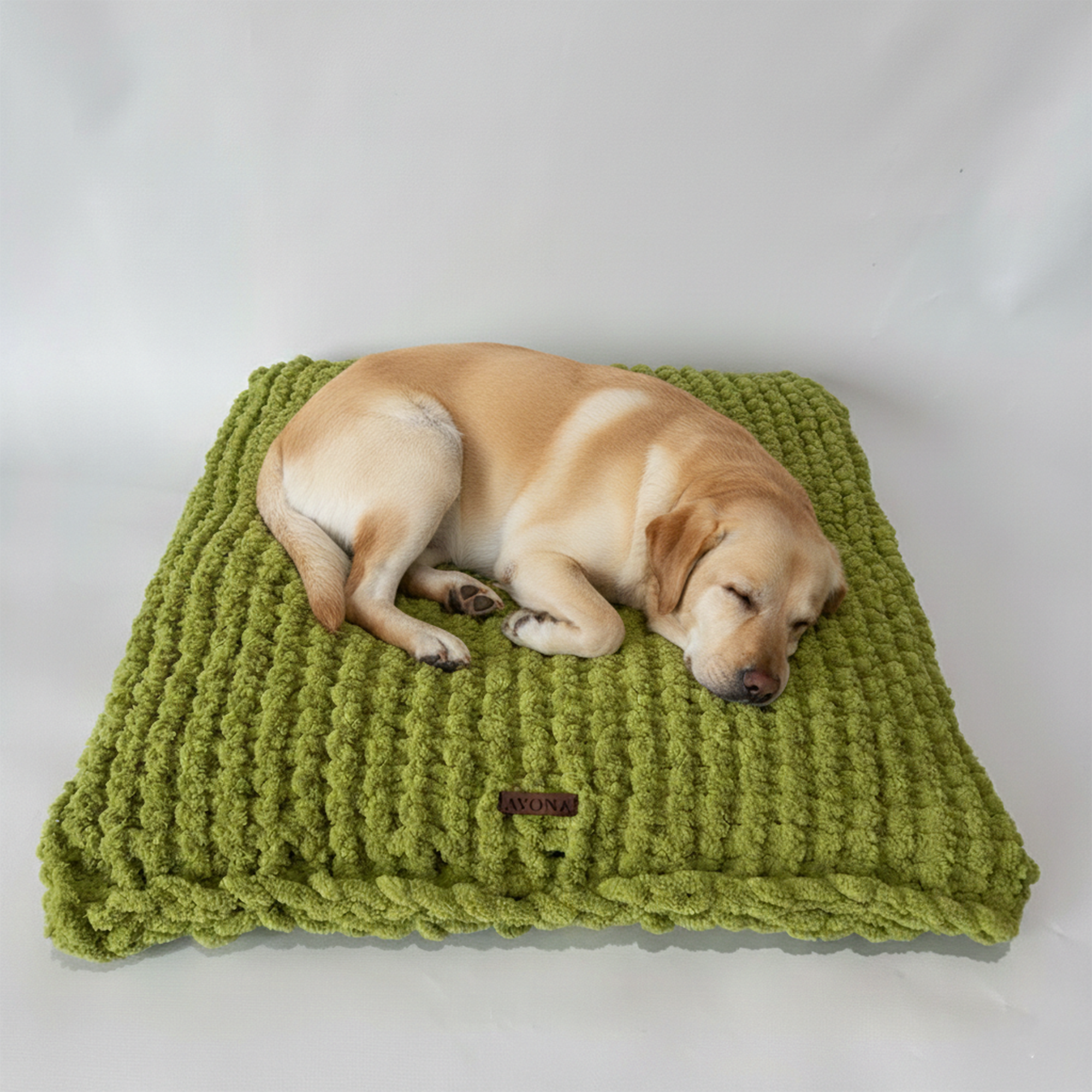 Ayona El Örgüsü Premium Kedi Köpek Yatağı - Ultra Yumuşak Pofuduk Fıstık Yeşili Pet Minderi - Yıkanabilir Hayvan Yatağı - Görsel 4