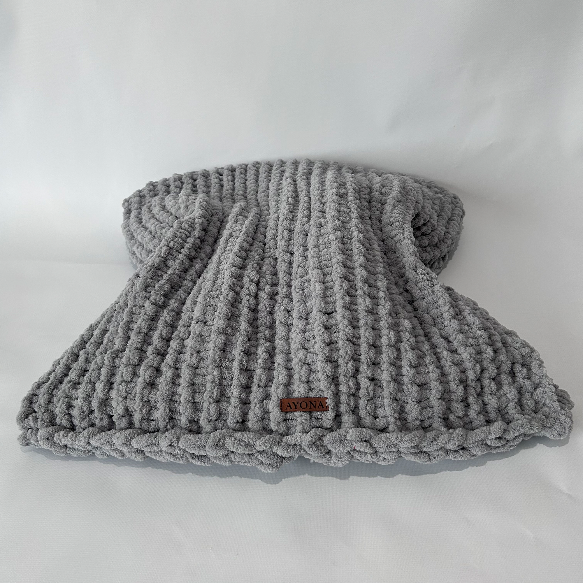 Ayona El Örgüsü Premium Kedi Köpek Yatağı - Ultra Yumuşak Pofuduk Gümüş Gri Pet Minderi - Yıkanabilir Hayvan Yatağı - Görsel 4