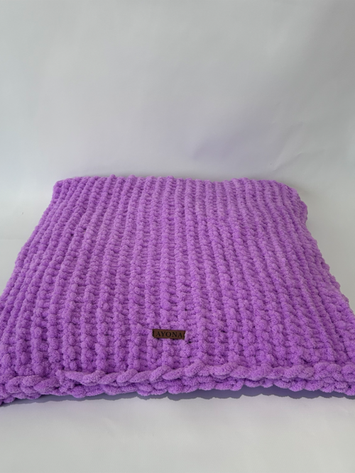 Ayona El Örgüsü Premium Kedi Köpek Yatağı - Ultra Yumuşak Pofuduk Orkide Rengi Pet Minderi - Yıkanabilir Hayvan Yatağı