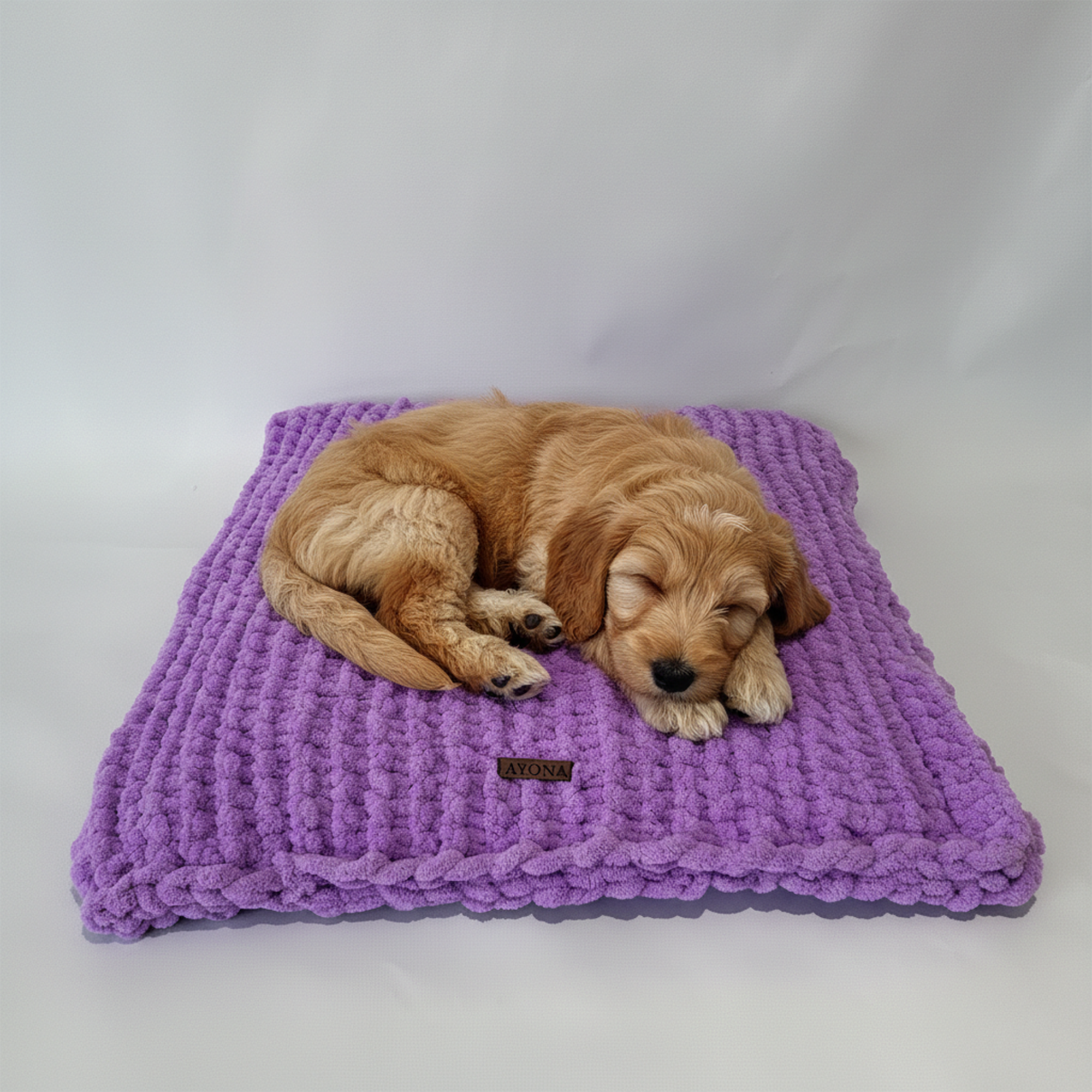 Ayona El Örgüsü Premium Kedi Köpek Yatağı - Ultra Yumuşak Pofuduk Orkide Rengi Pet Minderi - Yıkanabilir Hayvan Yatağı - Görsel 5