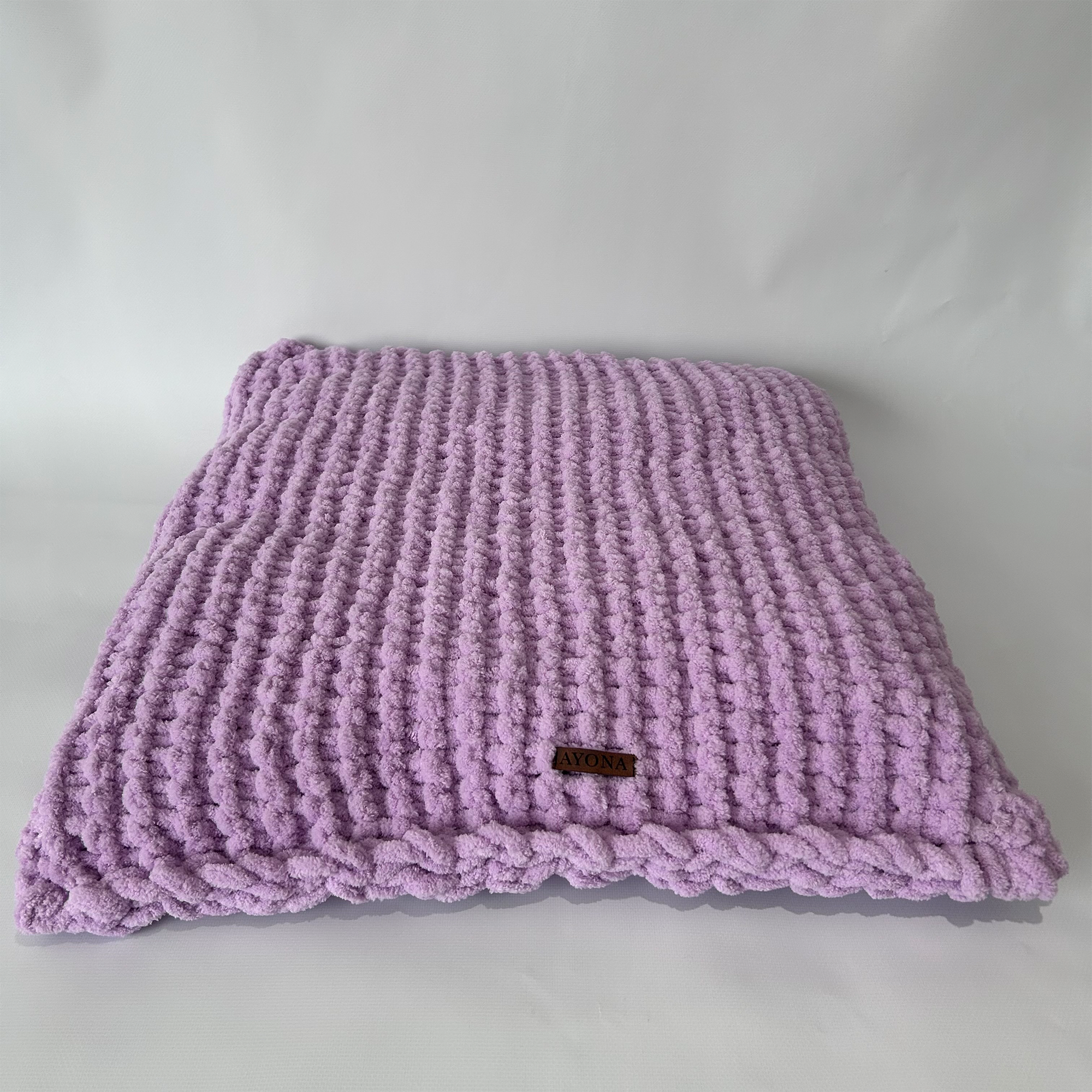 Ayona El Örgüsü Premium Kedi Köpek Yatağı - Ultra Yumuşak Pofuduk Lila Pet Minderi - Yıkanabilir Hayvan Yatağı - Görsel 2