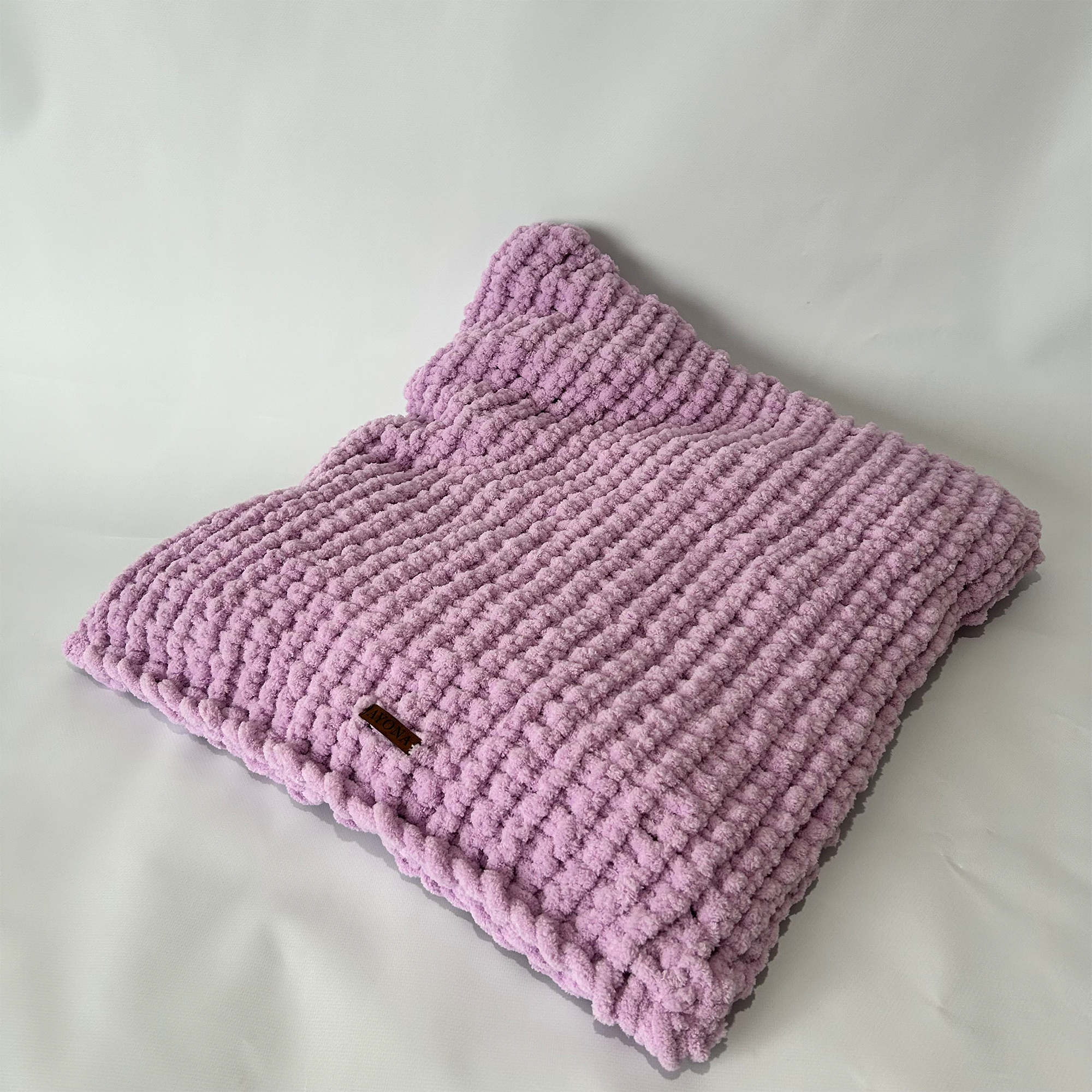 Ayona El Örgüsü Premium Kedi Köpek Yatağı - Ultra Yumuşak Pofuduk Lila Pet Minderi - Yıkanabilir Hayvan Yatağı - Görsel 3