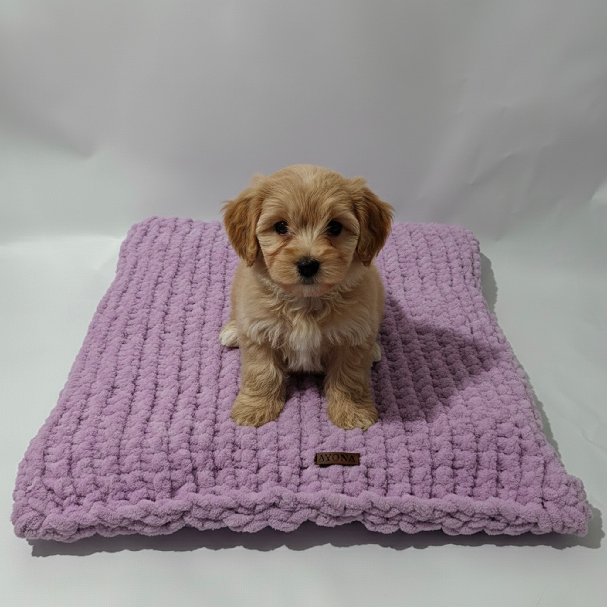 Ayona El Örgüsü Premium Kedi Köpek Yatağı - Ultra Yumuşak Pofuduk Lila Pet Minderi - Yıkanabilir Hayvan Yatağı - Görsel 4