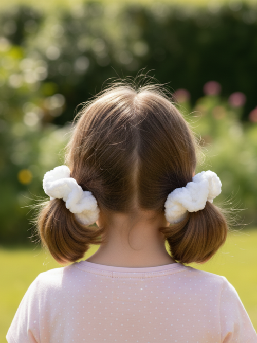 Ayona El Yapımı Beyaz Kadife 2’li Lastik Toka – Herkes İçin Yumuşak Dokulu 2’li Lastik Toka