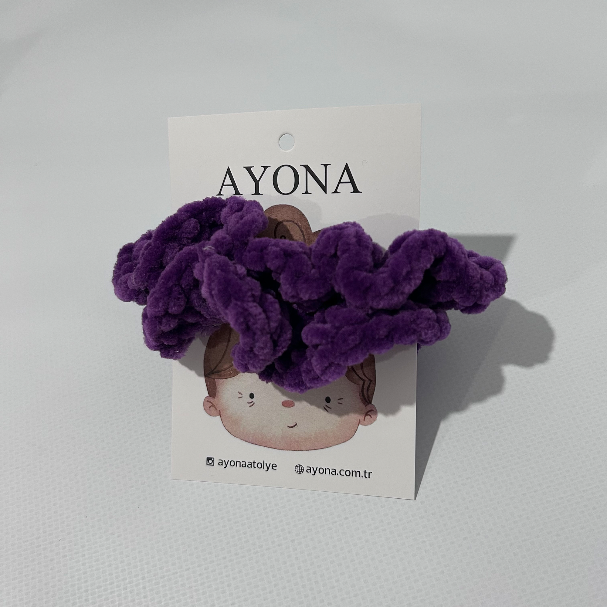 Ayona El Yapımı Mor Kadife 2'li Lastik Toka - Herkes İçin Yumuşak Dokulu 2'li Lastik Toka - Görsel 3