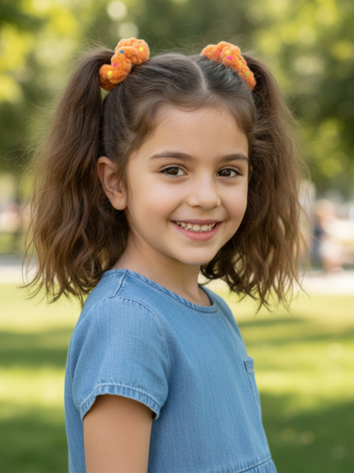 Ayona El Yapımı Turuncu Kadife 2’li Lastik Toka – Herkes İçin Yumuşak Dokulu 2’li Lastik Toka