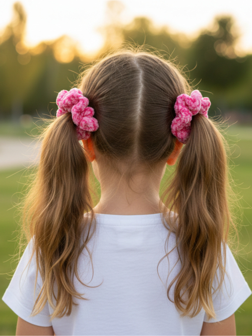 Ayona El Yapımı Pembe Kadife 2’li Lastik Toka – Herkes İçin Yumuşak Dokulu 2’li Lastik Toka